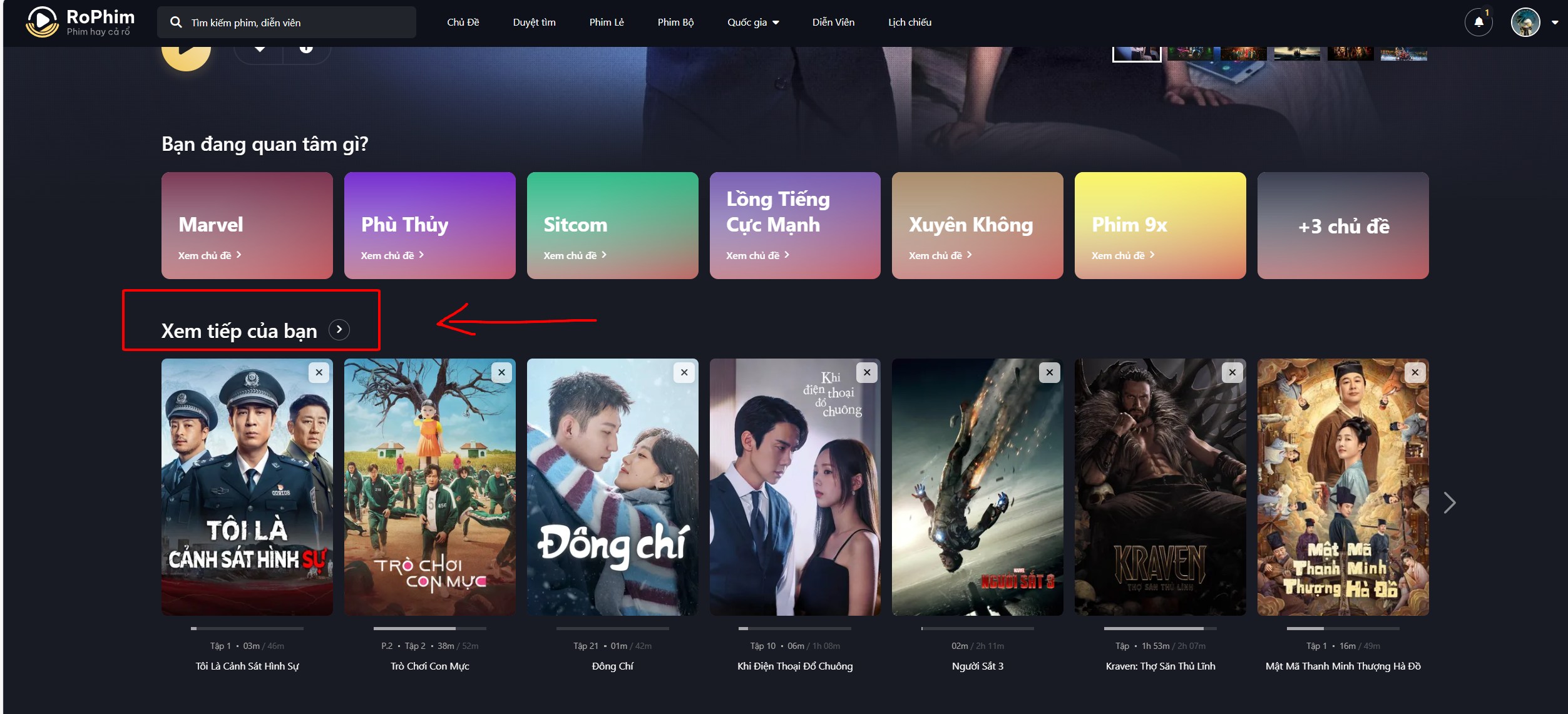 Các tính năng mới khi xem phim ở RoPhim